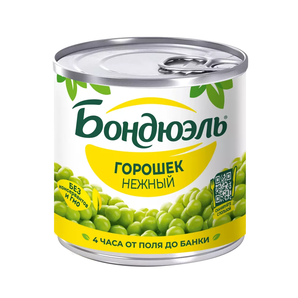 Горошек консервированный Бондюэль, нежный, 200 г