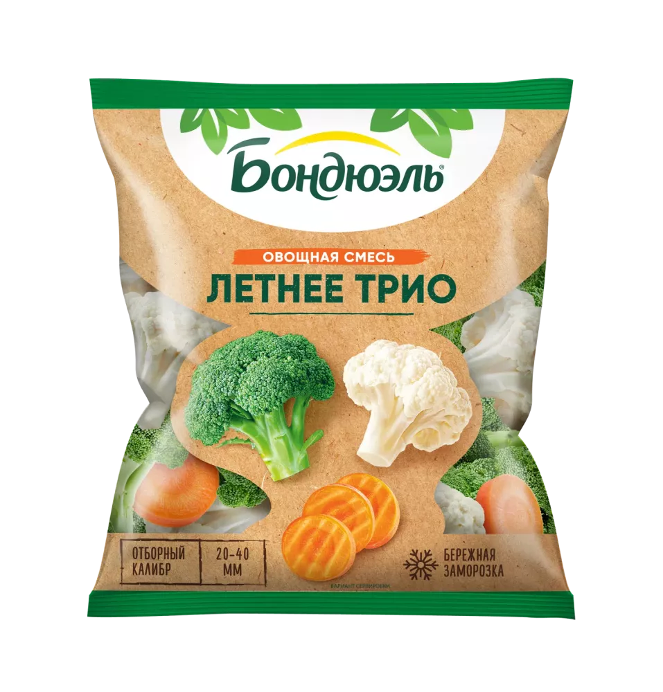 Овощи Бондюэль Летнее трио, смесь замороженная, 400 г