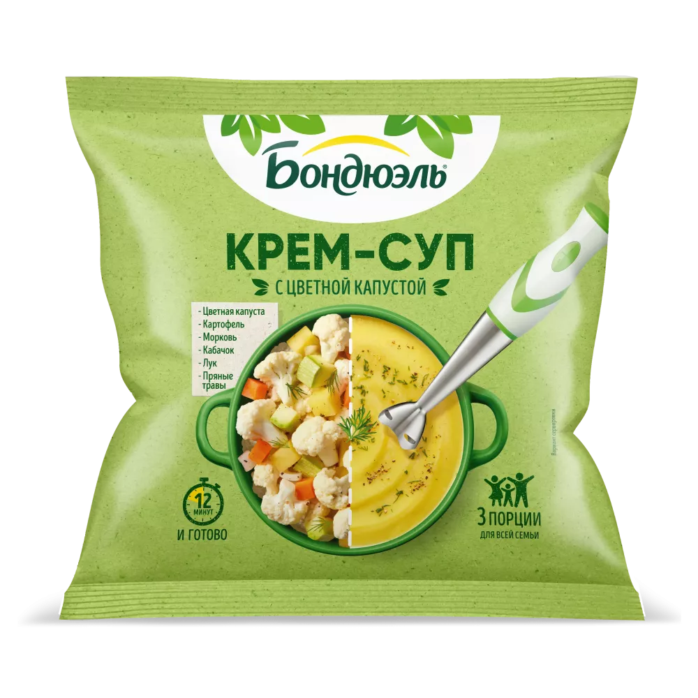 Овощи замороженные Бондюэль, крем-суп с цветной капустой, 350 г