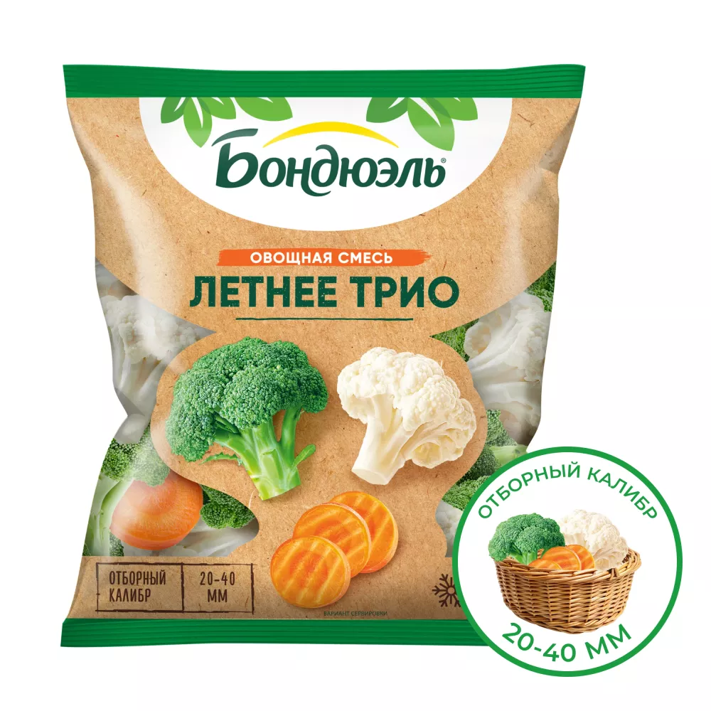 Овощи Бондюэль Летнее трио, смесь замороженная, 400 г