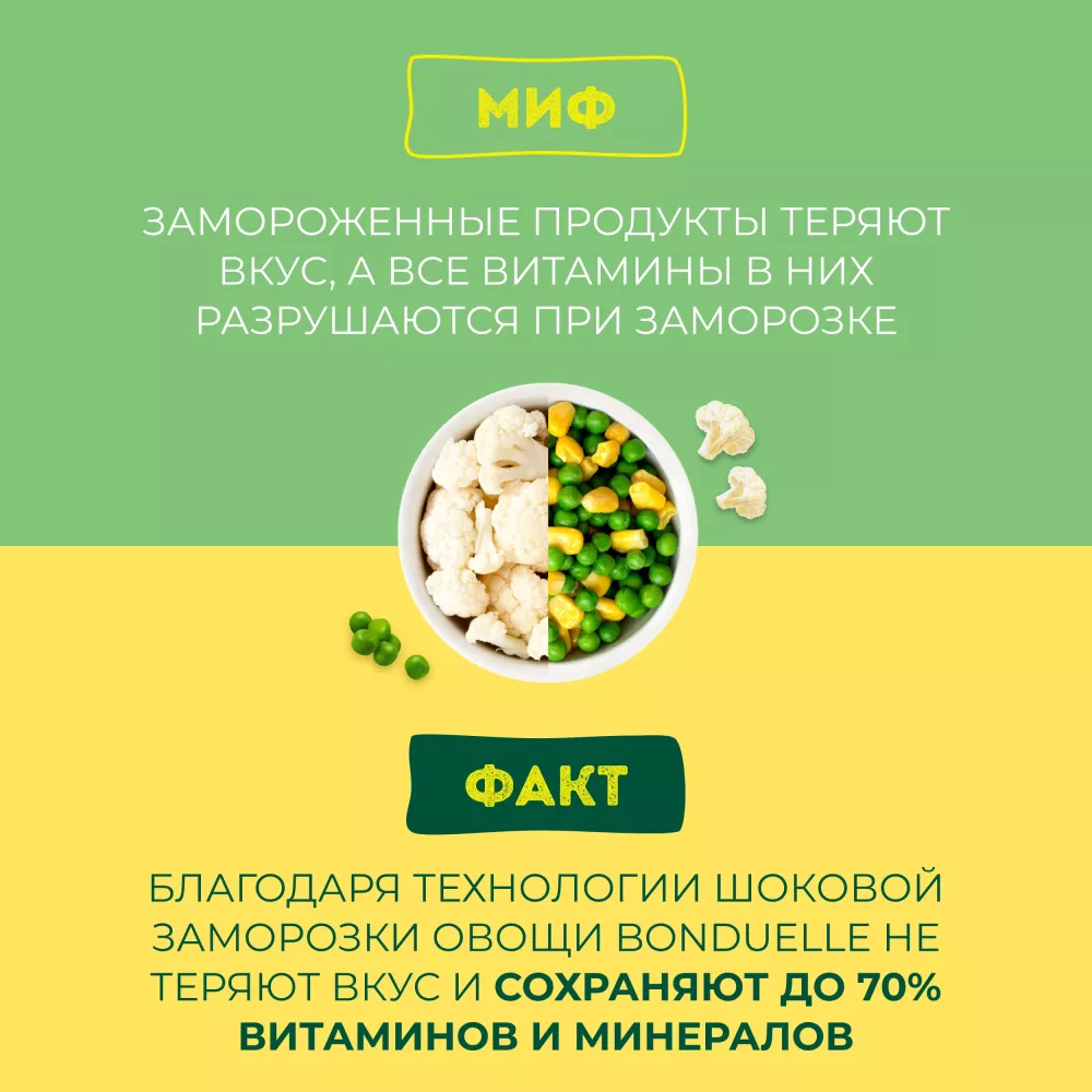 Цветная капуста Бондюэль мини замороженная, фермерская, 300 г