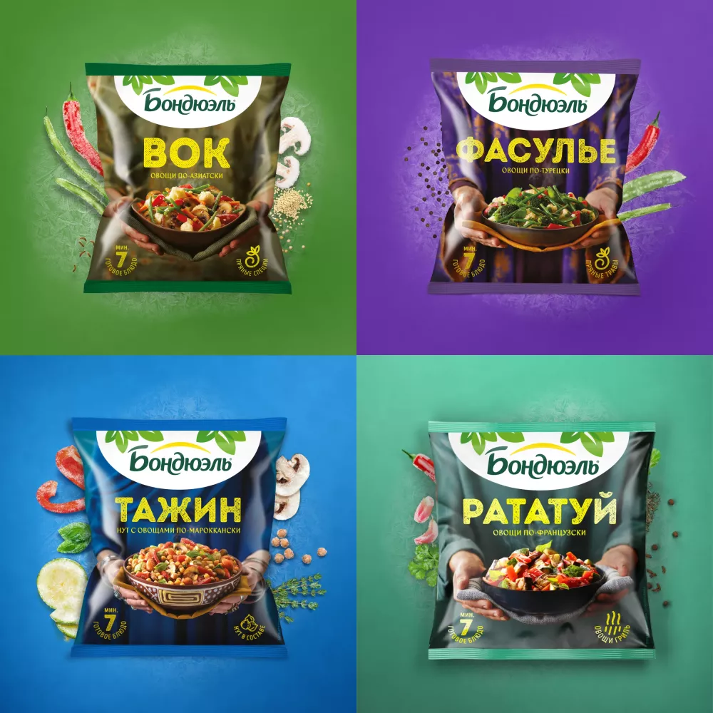 Овощи Бондюэль Сабджи по-индийски, смесь замороженная, 400 г