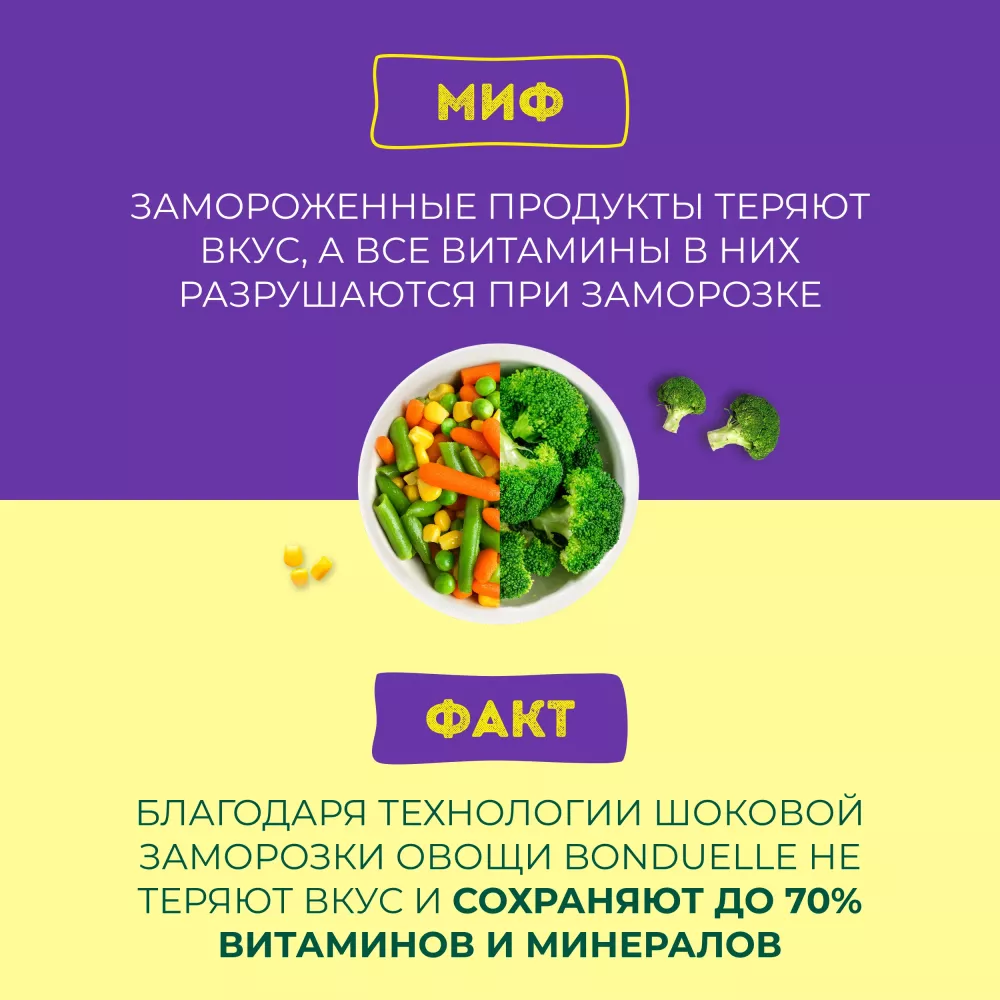 Овощи Бондюэль Фасулье по-турецки, смесь замороженная, 400 г