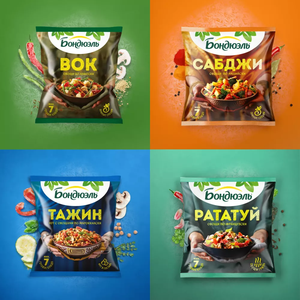 Овощи Бондюэль Фасулье по-турецки, смесь замороженная, 400 г