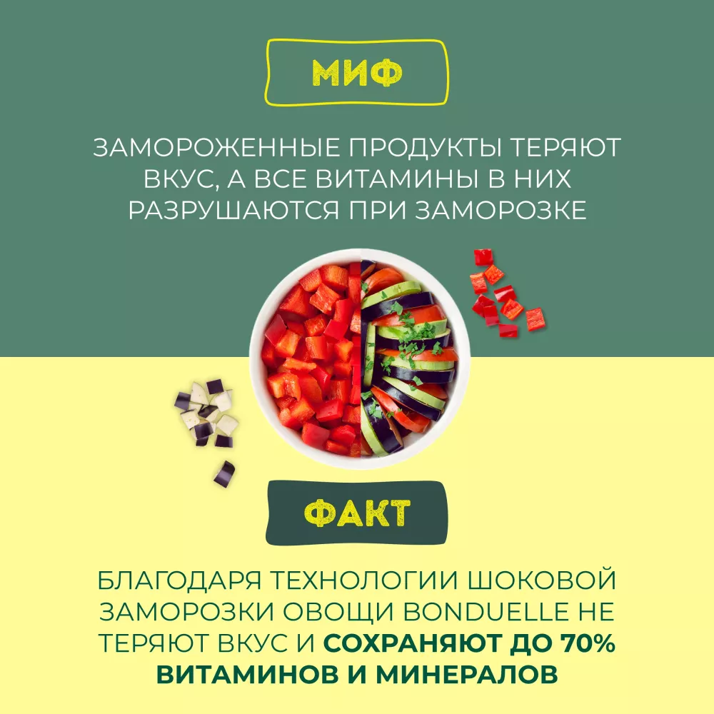Овощи Бондюэль Рататуй по-французски, смесь замороженная, 400 г