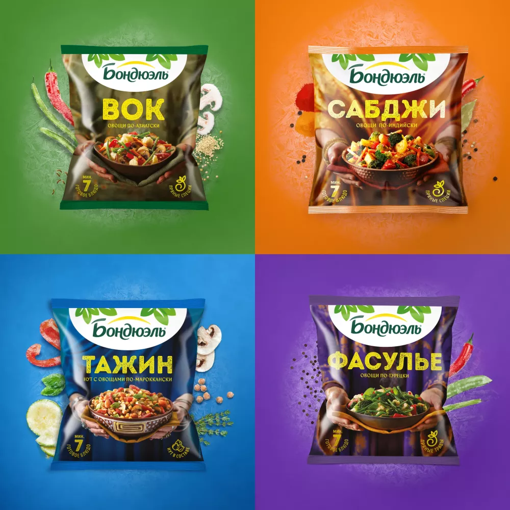 Овощи Бондюэль Рататуй по-французски, смесь замороженная, 400 г