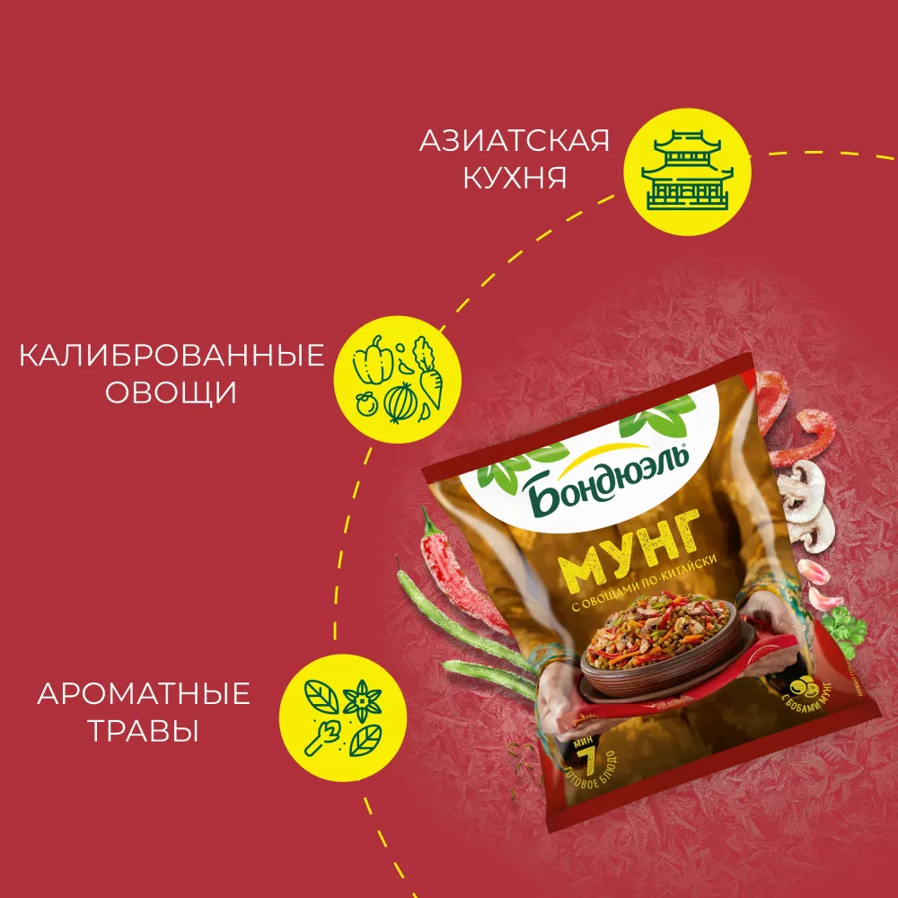 Овощи Бондюэль Мунг по-китайски, смесь замороженная, 400 г