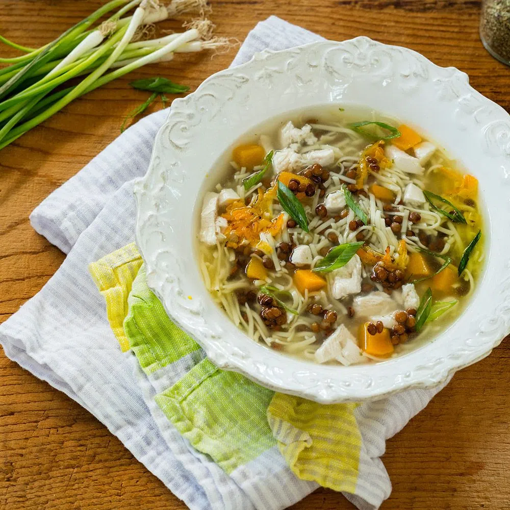 Куриный тыквенно-чечевичный суп