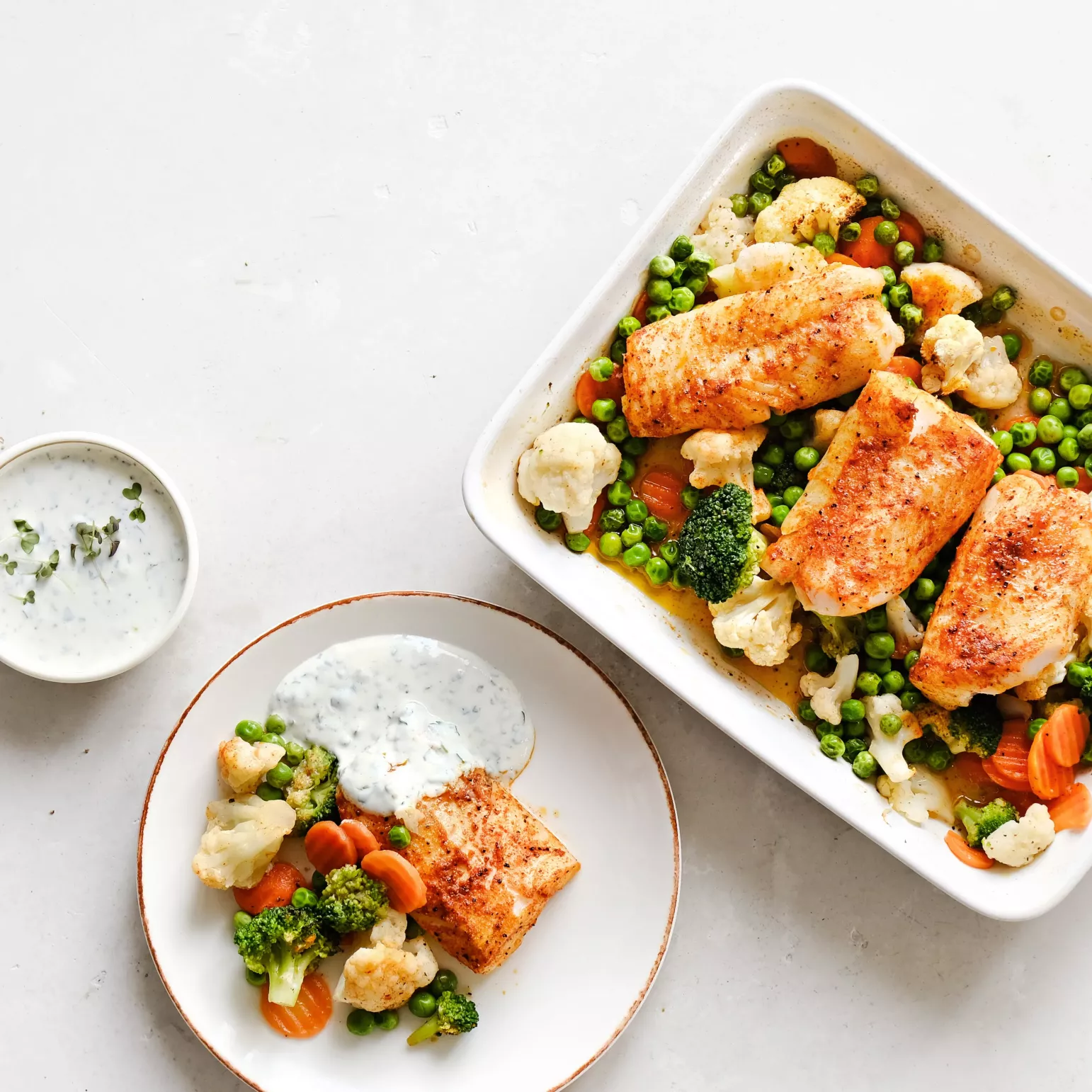 Запеченные пряные овощи с треской