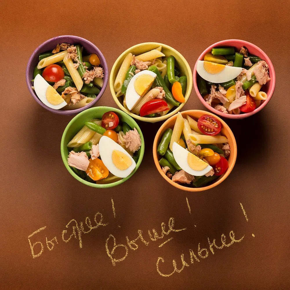 Пенне с яйцом и фасолью