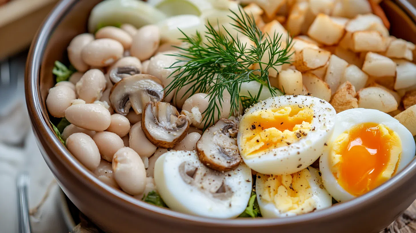 Салат с консервированной фасолью и грибами