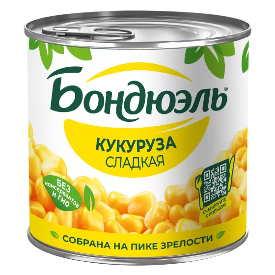 Кукуруза консервированная Бондюэль, сладкая, 340 г