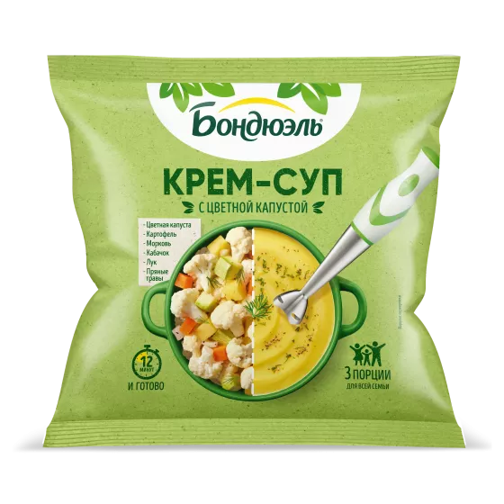 Овощи замороженные Бондюэль, крем-суп с цветной капустой, 350 г