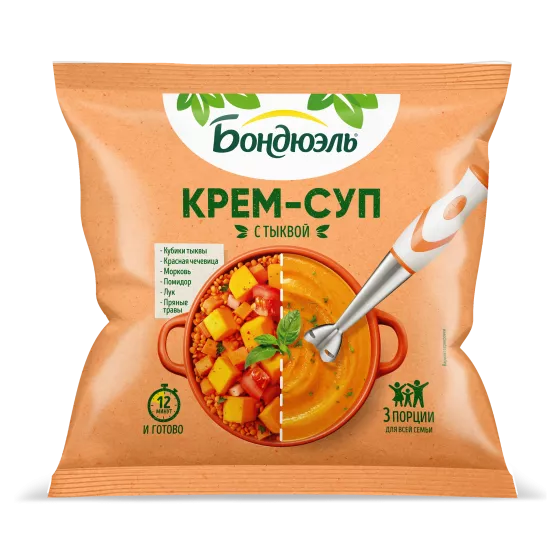 Овощи замороженные Бондюэль, крем-суп с тыквой, 350 г