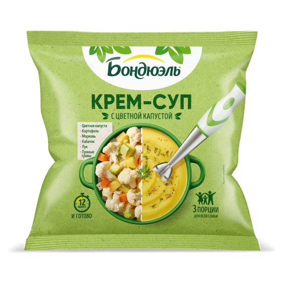 Овощи замороженные Бондюэль, крем-суп с цветной капустой, 350 г
