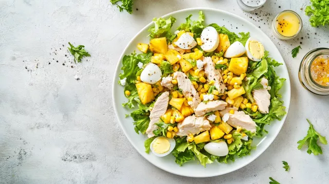 Салат с курицей, ананасами и кукурузой
