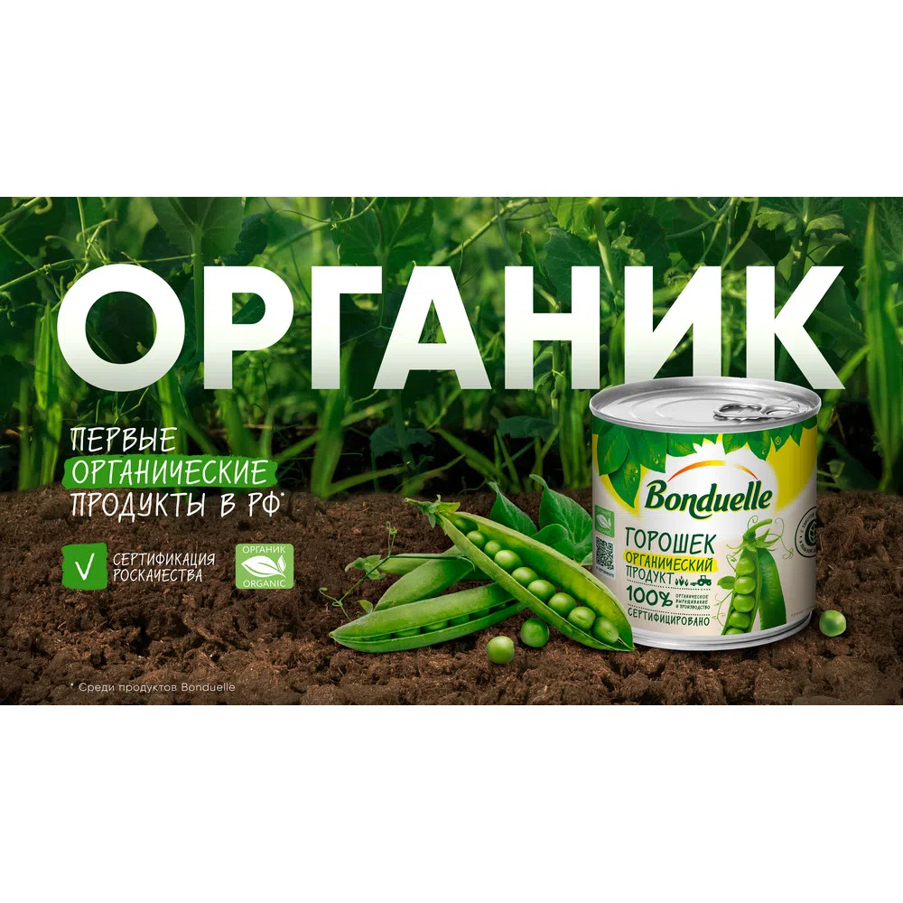 Органический зеленый горошек | Консервированные овощи продукты Bonduelle