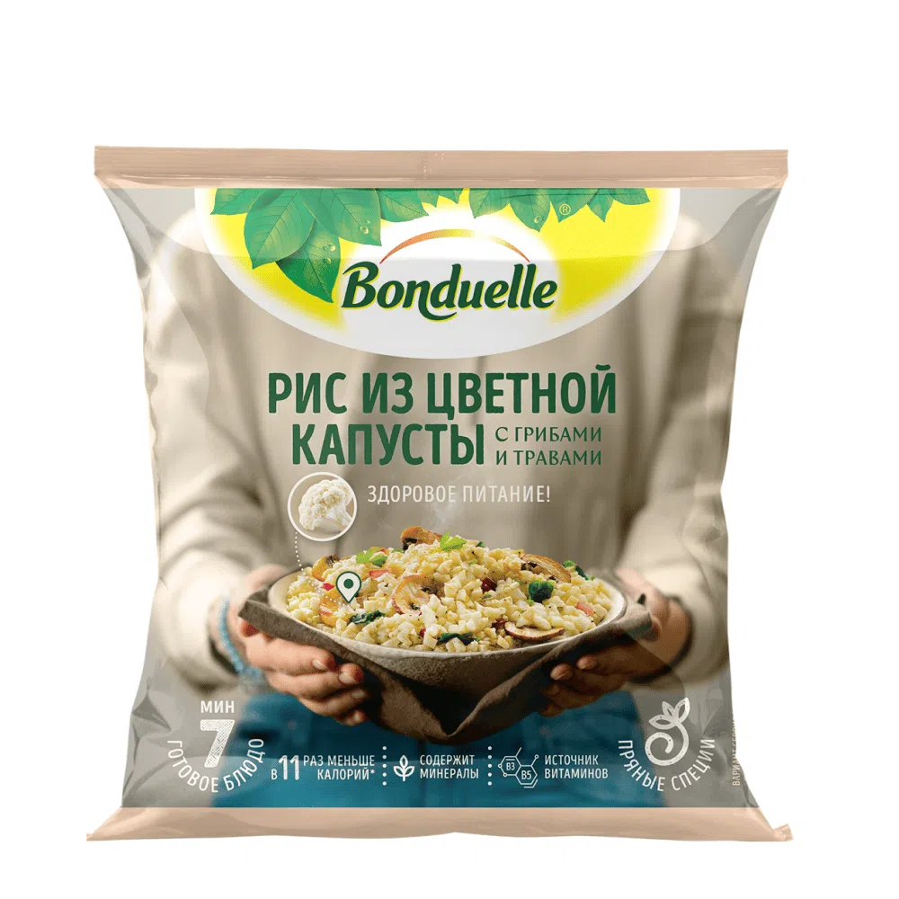 Рис из цветной капусты с грибами и травами | Замороженные овощи продукты  Bonduelle